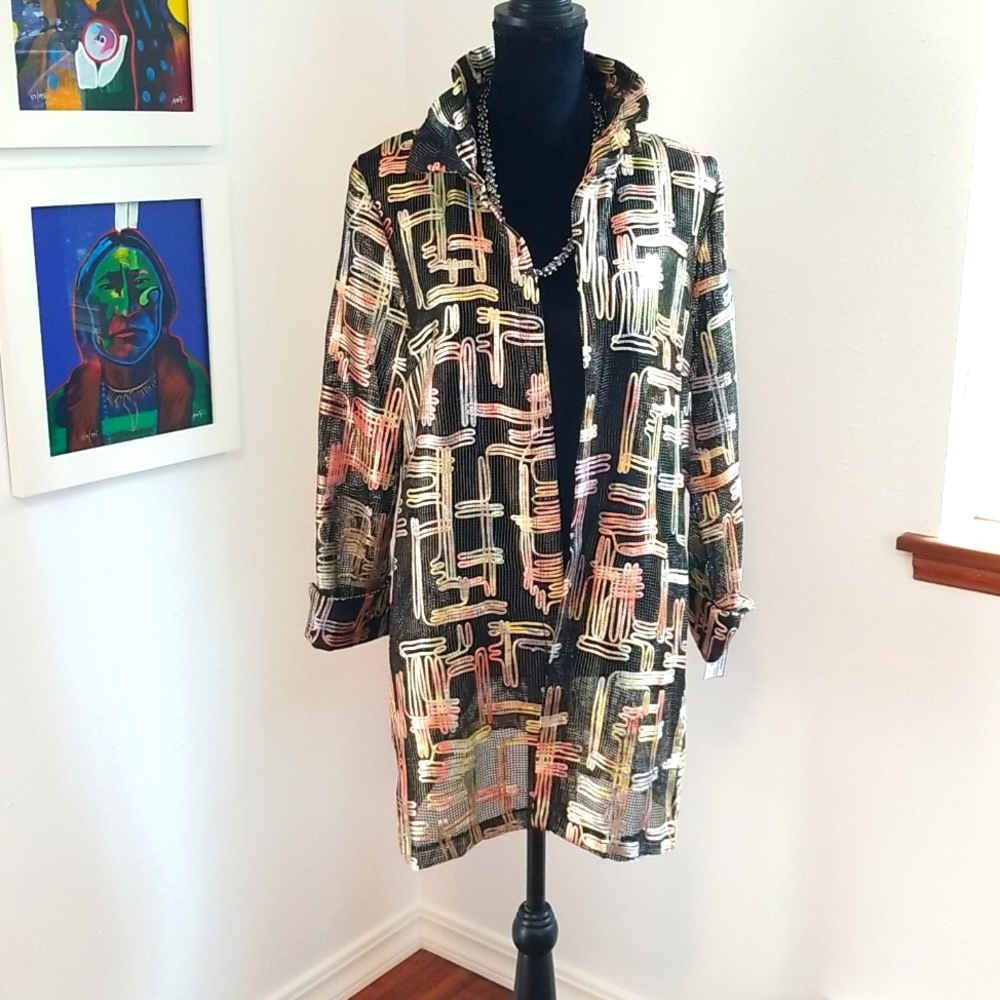 BEREK Vintage 90s Gold Eclipse Open Front Jacket